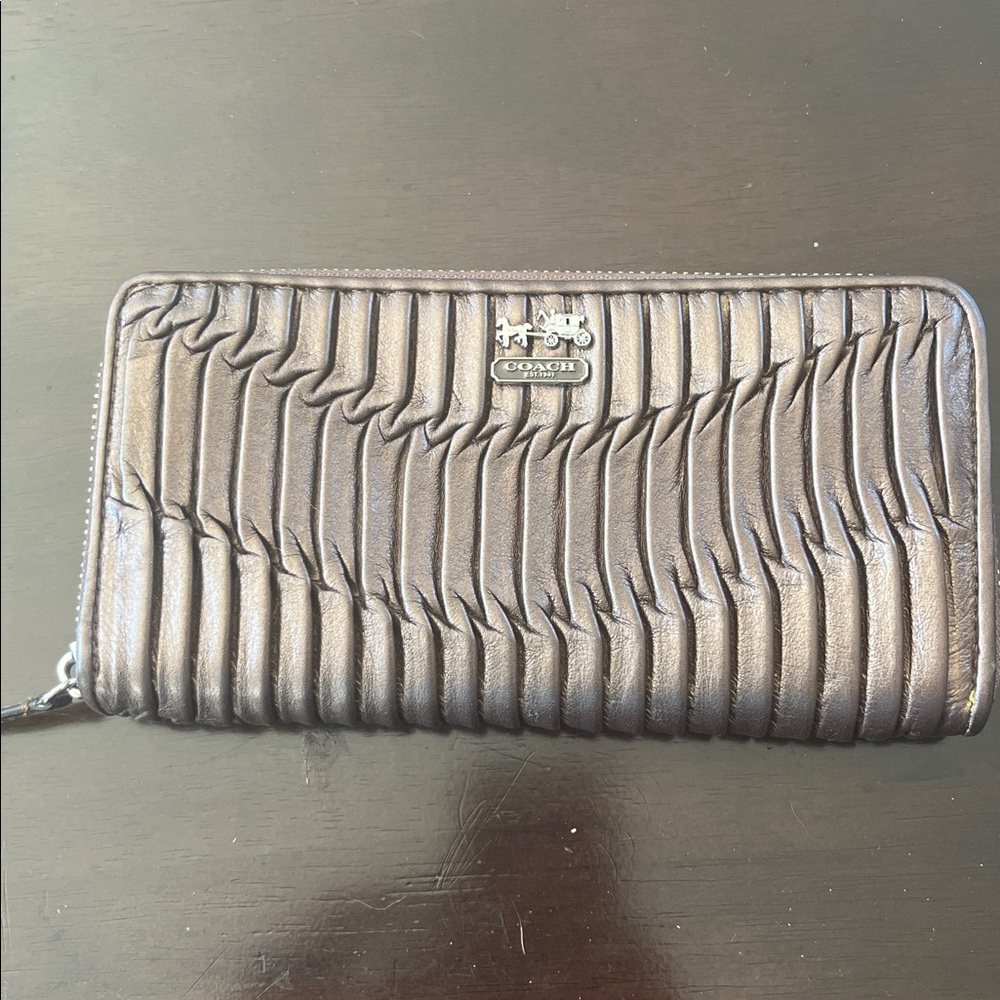 Coach Metallic Brown Accordion Wallet